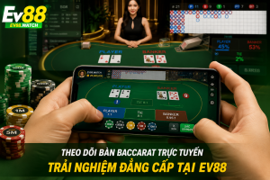 Người chơi theo dõi bàn Baccarat trực tuyến trên giao diện EV88